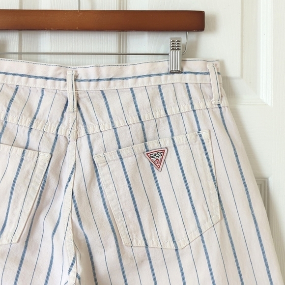Guess by Georges Marciano 80's Vintage Relaxed High Rise Striped Jean Shorts 2 - Picture 10 of 12